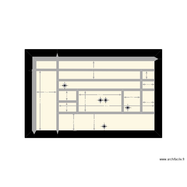 etagere. Plan de 9 pièces et 9 m2