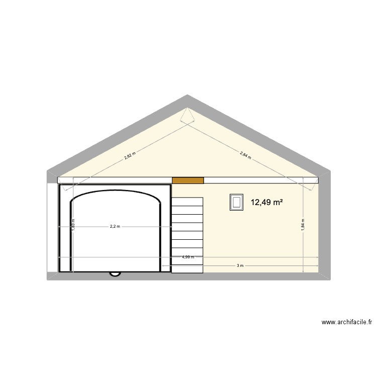 Grenier D Q. Plan de 1 pièce et 12 m2