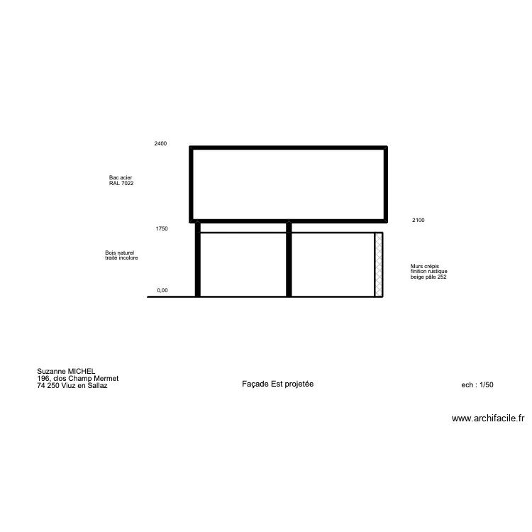 FACADE OUEST. Plan de 