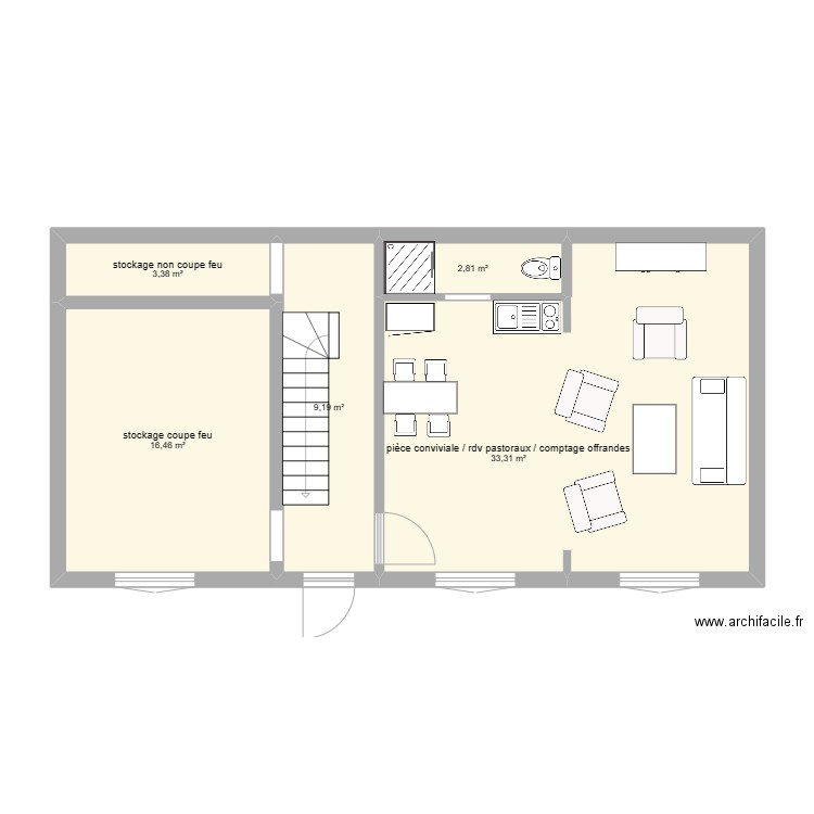 appt eglise 1er etage projet. Plan de 0 pièce et 0 m2