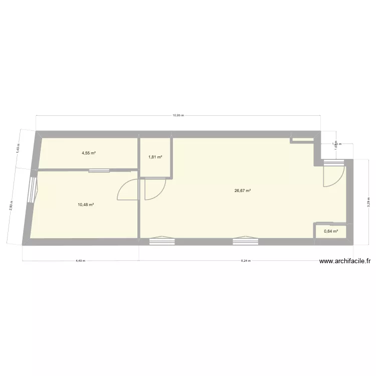 18 BL GAMBETTA. Plan de 5  et 44 m²