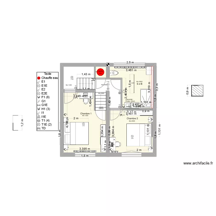 Lessines 1/2 Etage + Etage. Plan de 4  et 36 m²