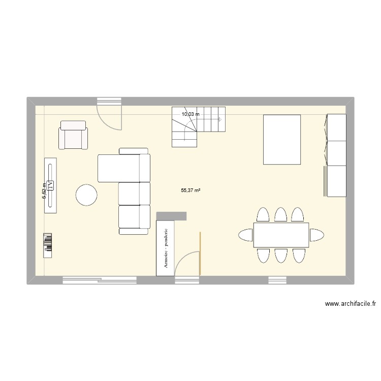 Chez Alfred. Plan de 1 pièce et 55 m2
