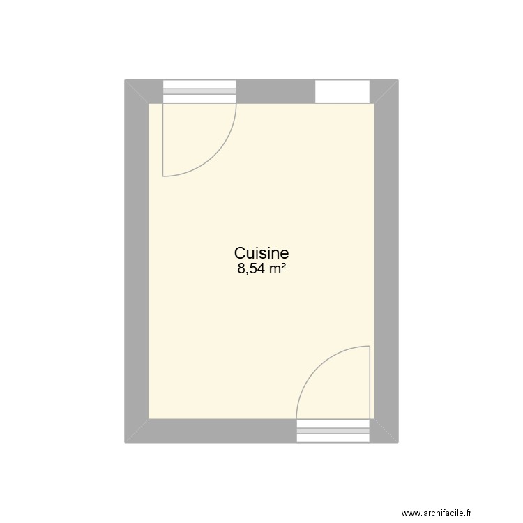 cuisine. Plan de 1 pièce et 9 m2