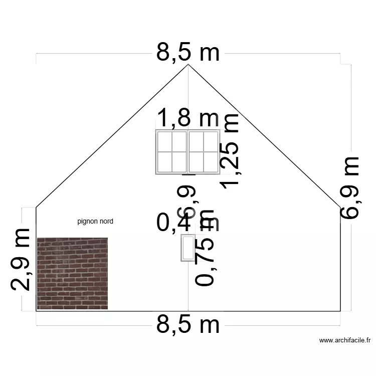 pignon nord. Plan de 