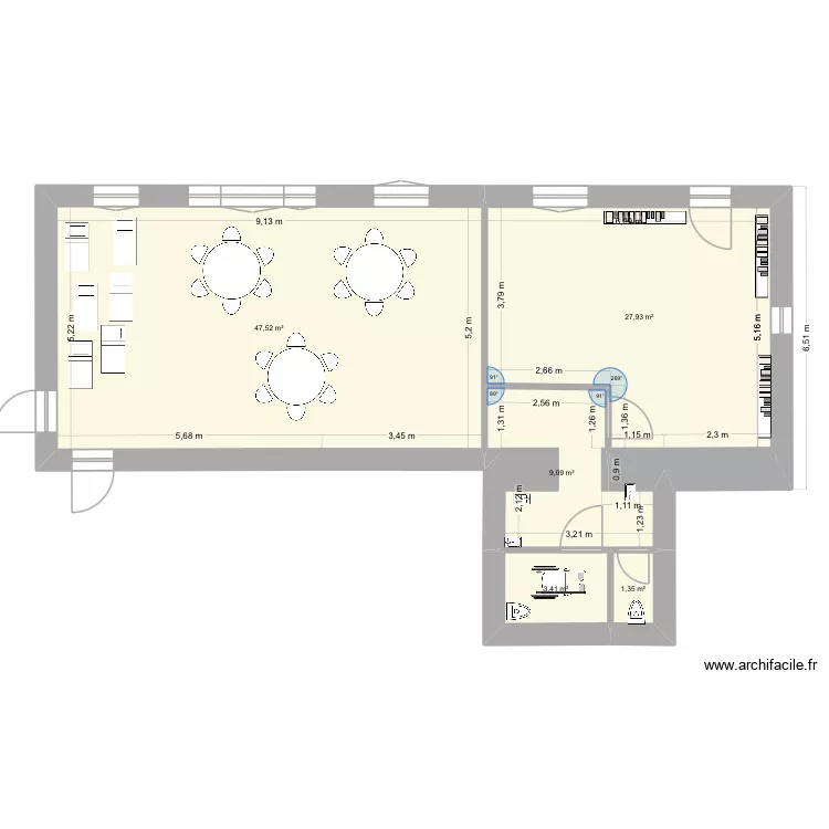 Ecole. Plan de 5  et 89 m²