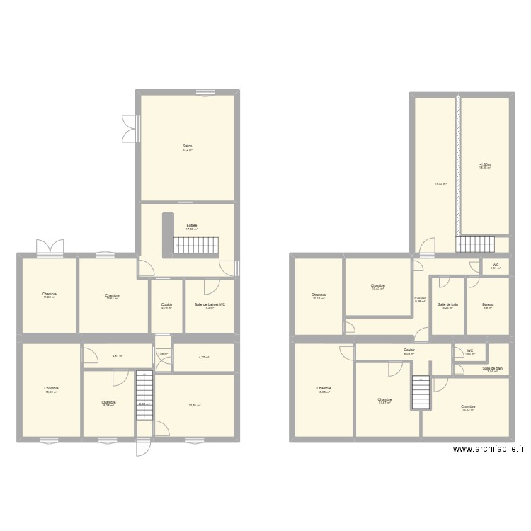 knnj. Plan de 37 pièces et 275 m2