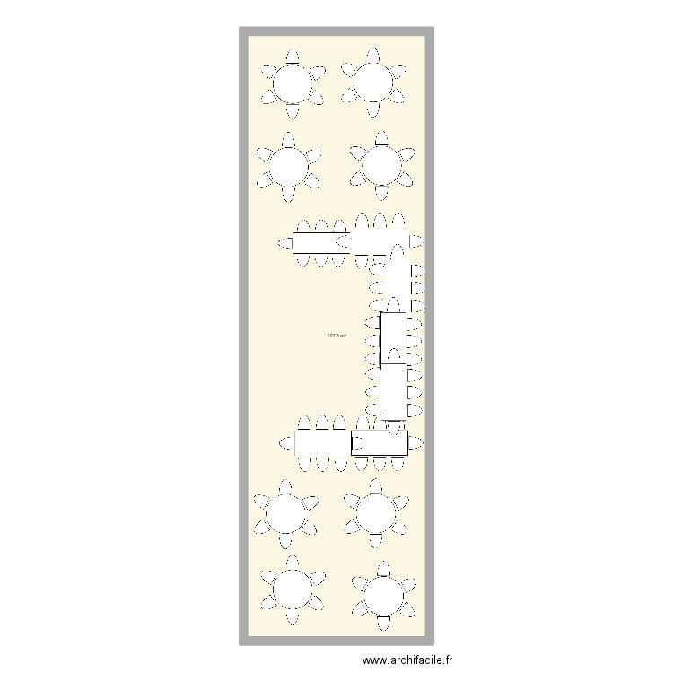 Honneur u ouvert. Plan de 1 pièce et 107 m2