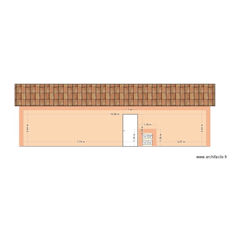 Facade Pool House. Plan de 2 pièces et 29 m2