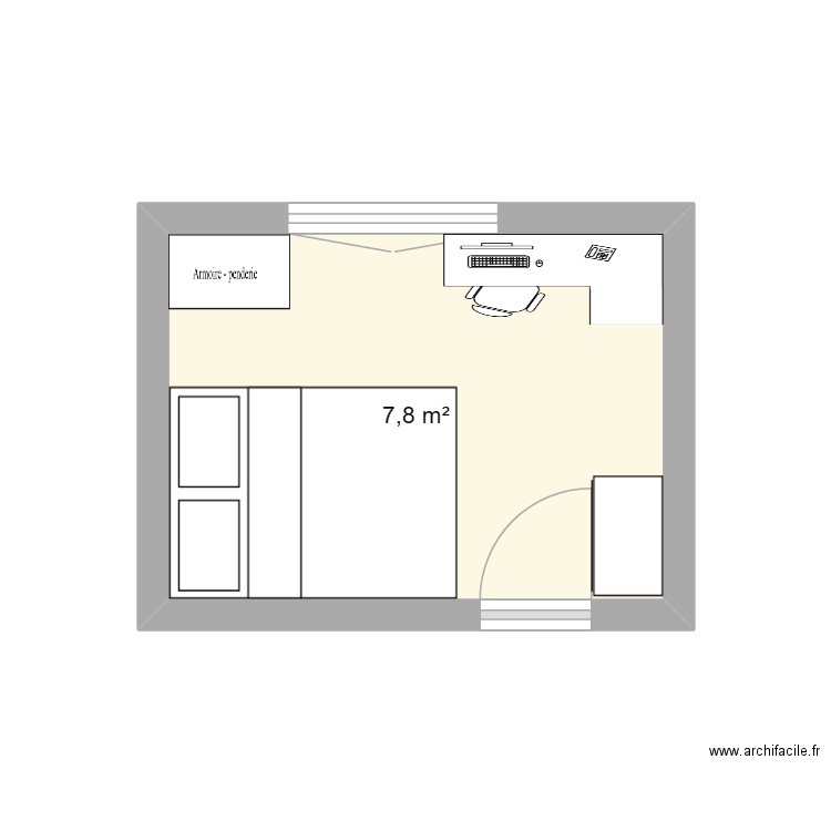 plan kahyss 02. Plan de 1 pièce et 8 m2