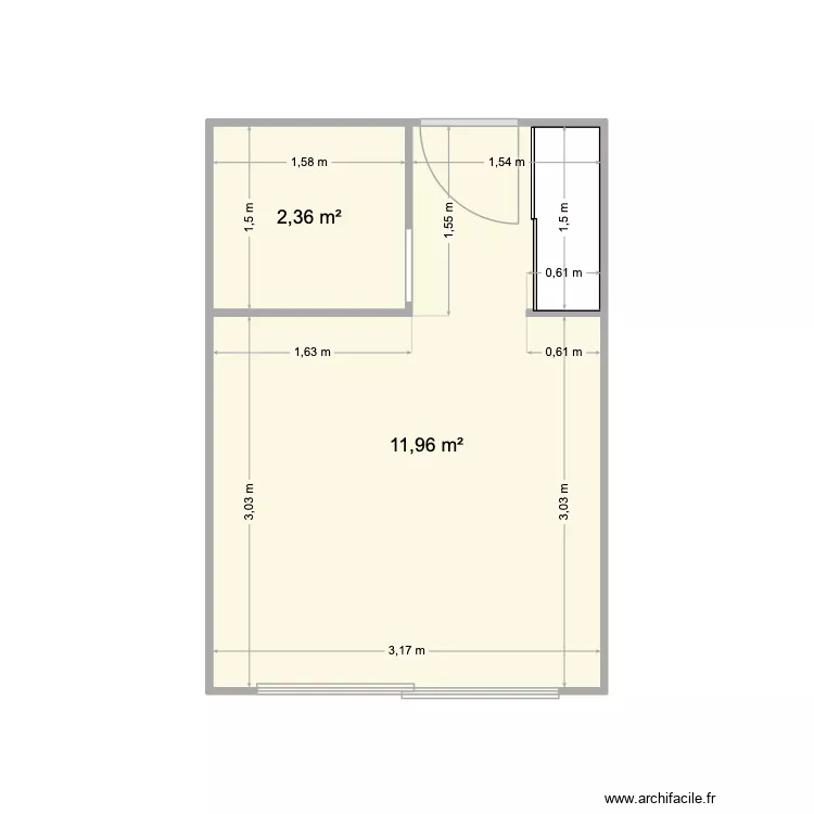 STUDIO VDA - PLAN GENERAL. Plan de 2  et 14 m²