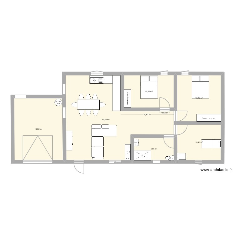 Carbonne idée Jerome. Plan de 6 pièces et 101 m2