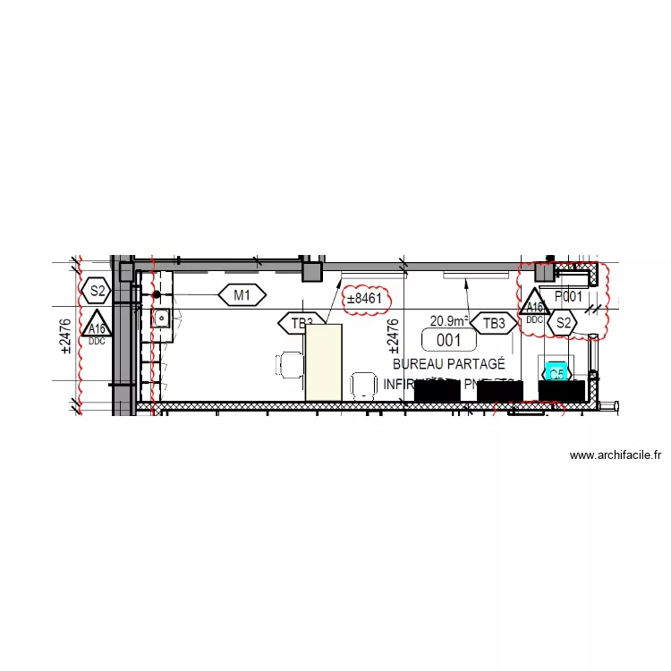 VT_001_Bur_Triple_1x3060. Plan de 
