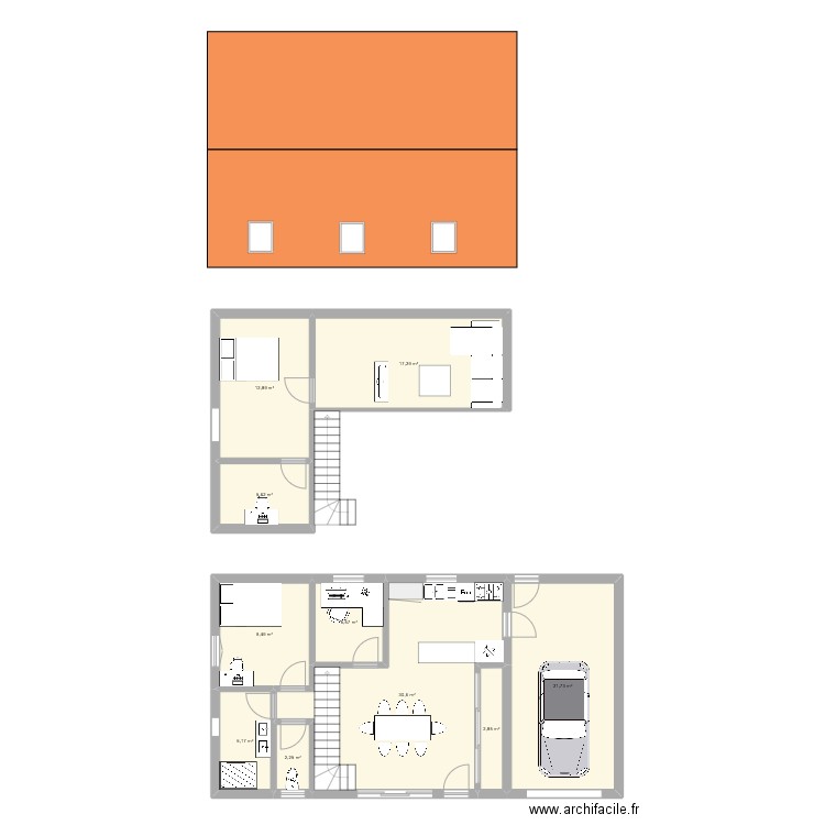 P14. Plan de 10 pièces et 113 m2