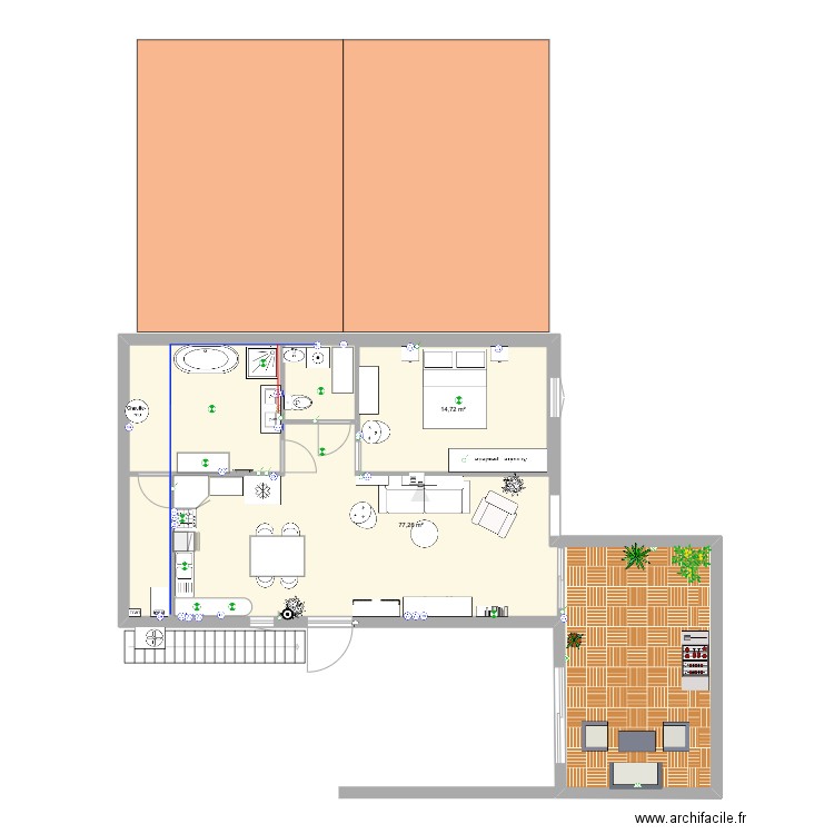 Comble Lugrin 1. Plan de 2 pièces et 108 m2