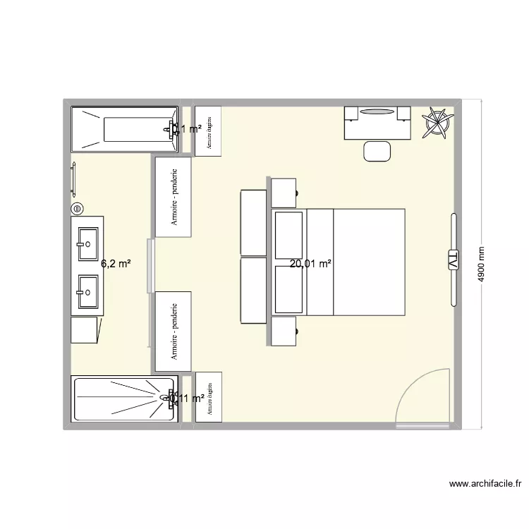 EXTENSION TOTO & LEA. Plan de 4 pièces et 26 m²