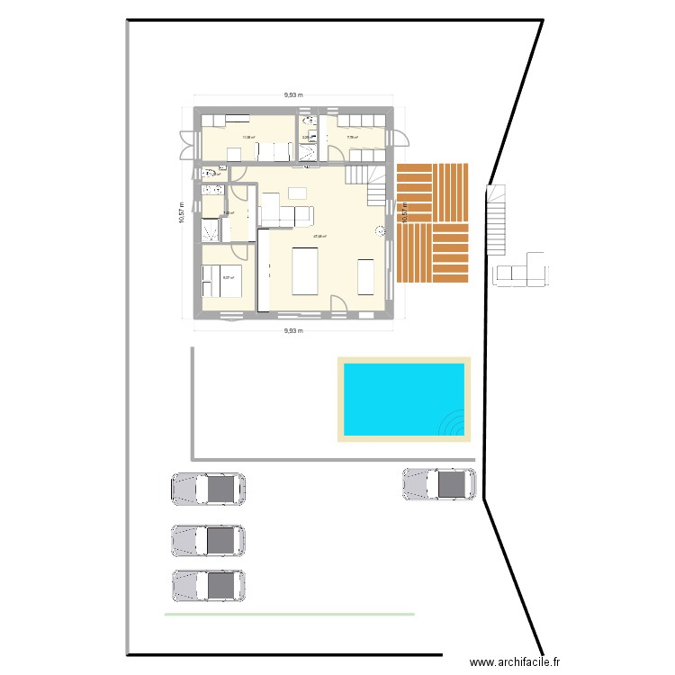 24-10. Plan de 14 pièces et 158 m2