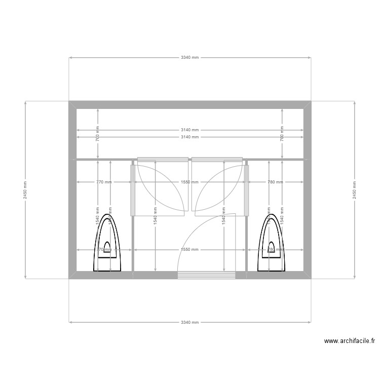 SANITAIRE 1ER GAUCHE OUVRANT INVERSE DES PORTES. Plan de 0 pièce et 0 m2