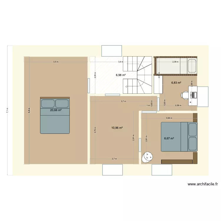 etage grande maison pertuis mitaine. Plan de 5  et 54 m²