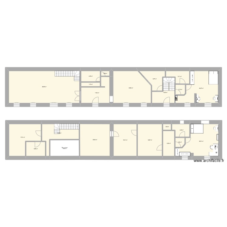 Cuisine. Plan de 23 pièces et 273 m2