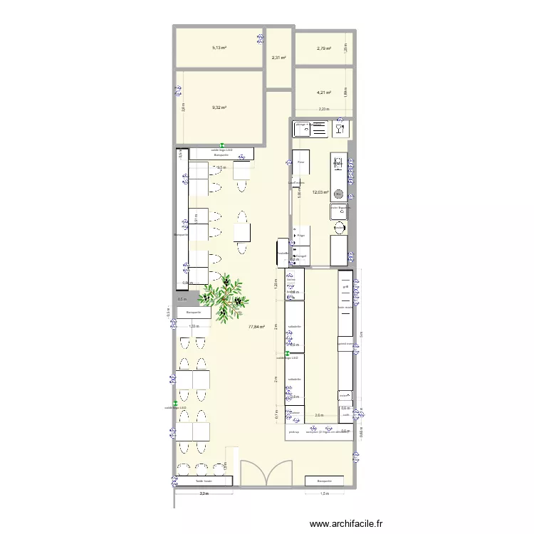 resto am&eacute;nag&eacute;. Plan de 7  et 114 m²
