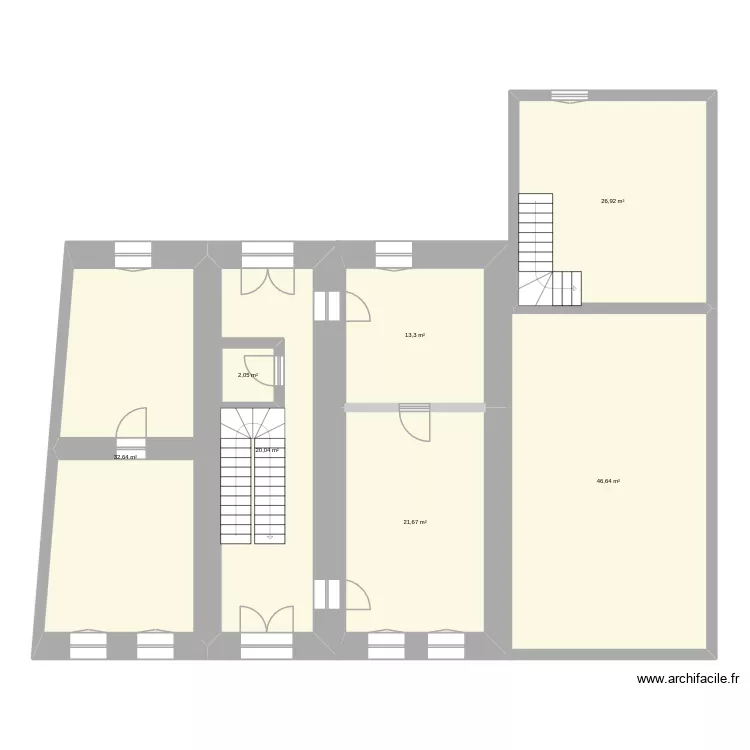 RDC Coll&egrave;ge. Plan de 7  et 167 m²
