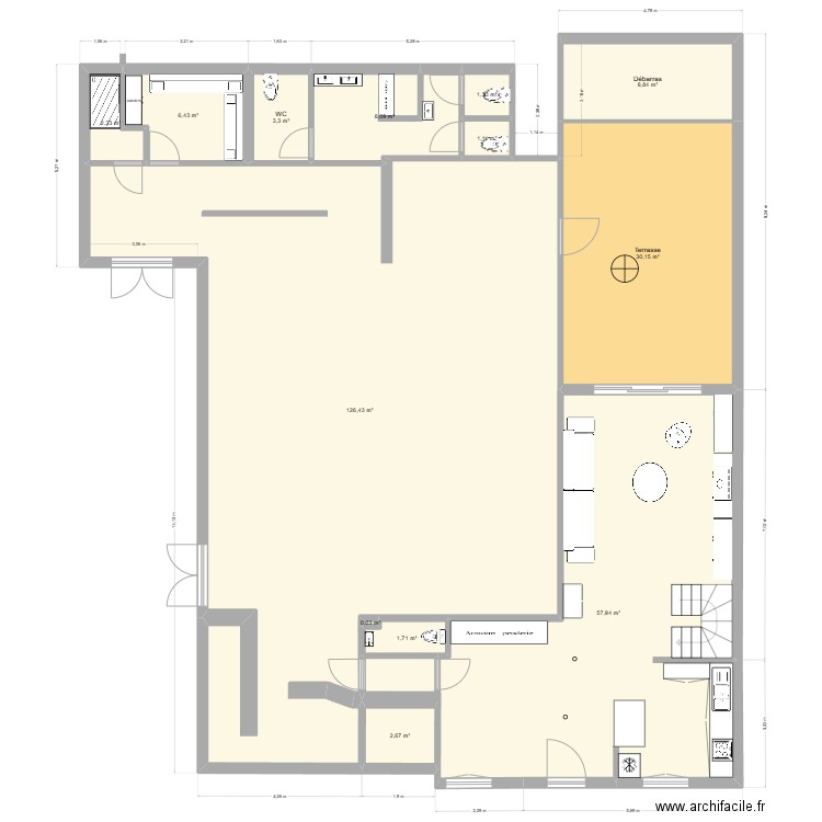 aucard 3 RDC. Plan de 13 pièces et 250 m2
