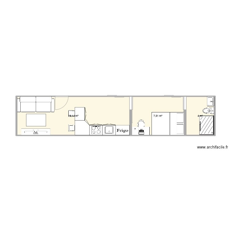 sdvdfbvdfv. Plan de 3 pièces et 28 m2