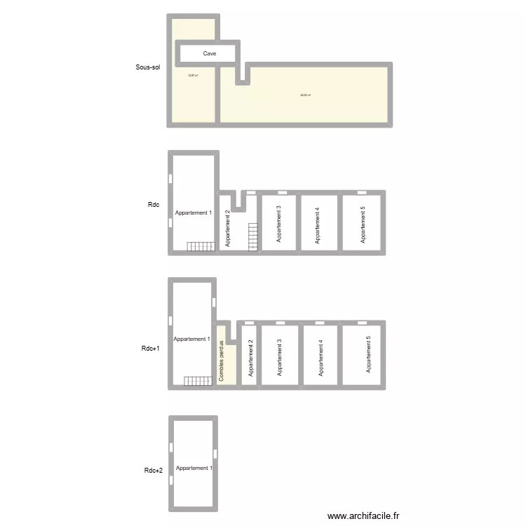 JEAN Fabien. Plan de 14  et 157 m²