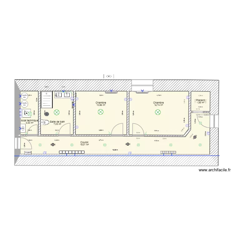 Dalle b&eacute;ton 2026. Plan de 6 pièces et 55 m²