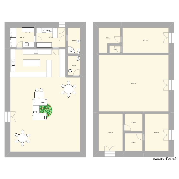 pppp. Plan de 13 pièces et 291 m2