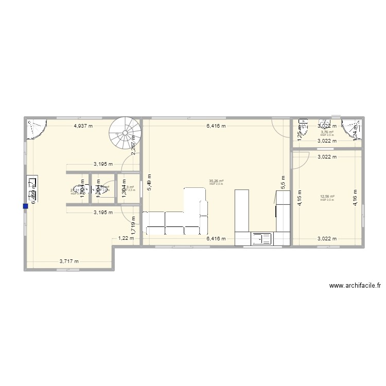 Maison Mara V0. Plan de 6 pièces et 82 m2