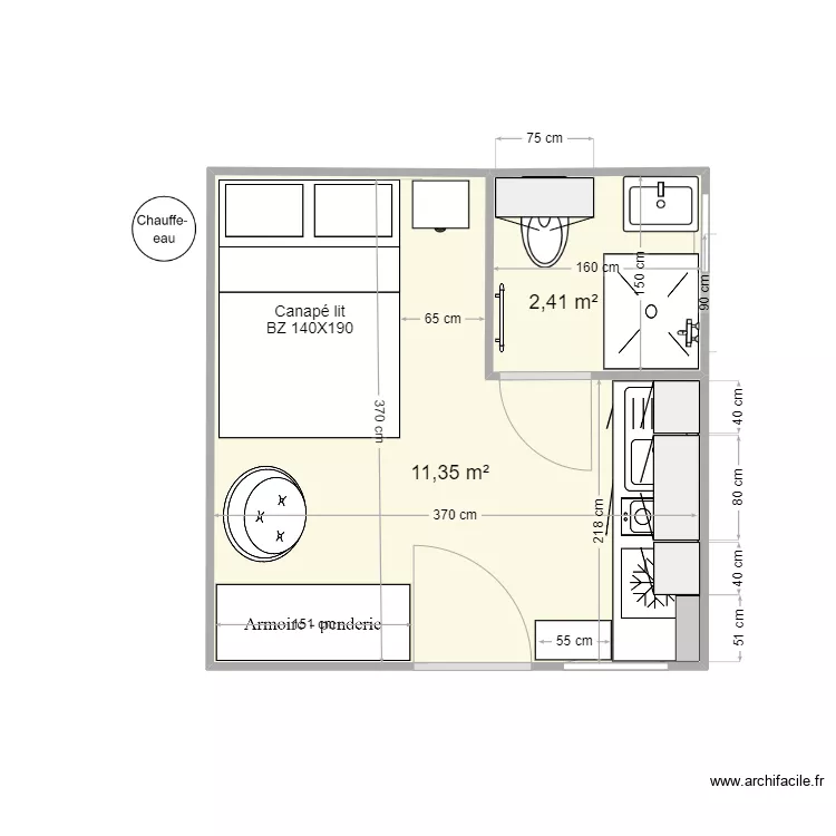 Chalet bois 4x4. Plan de 