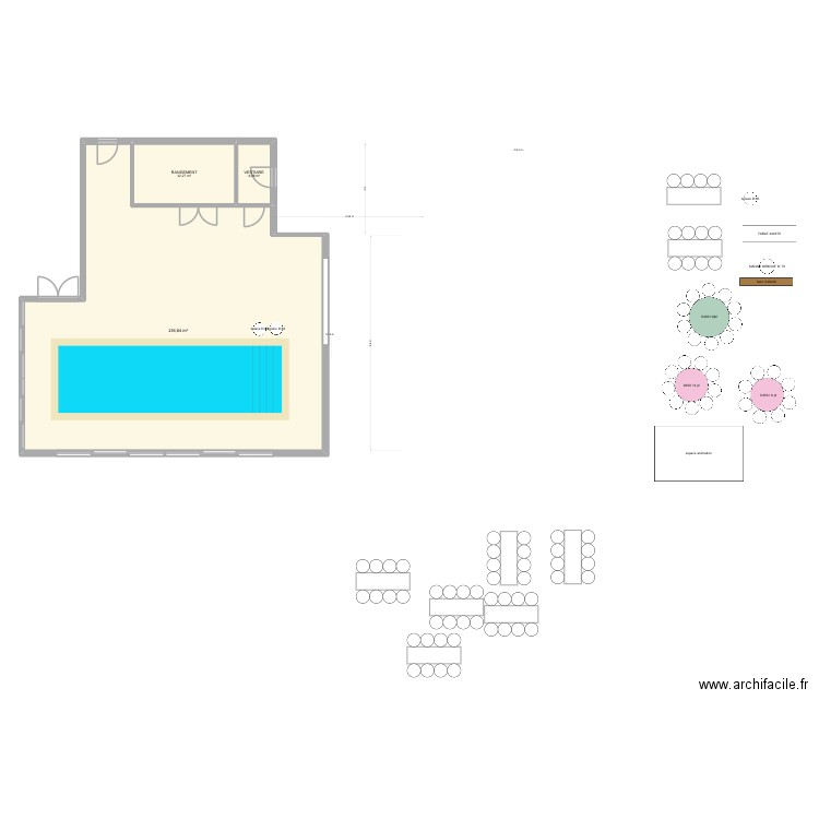 Cérémonie laique. Plan de 3 pièces et 153 m2
