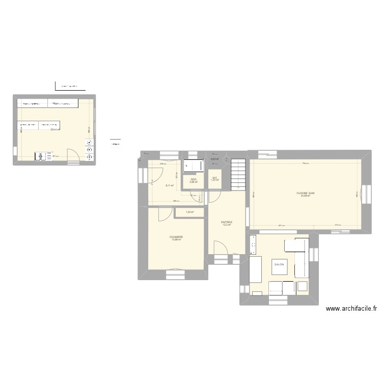 Maison Méthamis Rez CH SOL CANAPE. Plan de 21 pièces et 219 m2