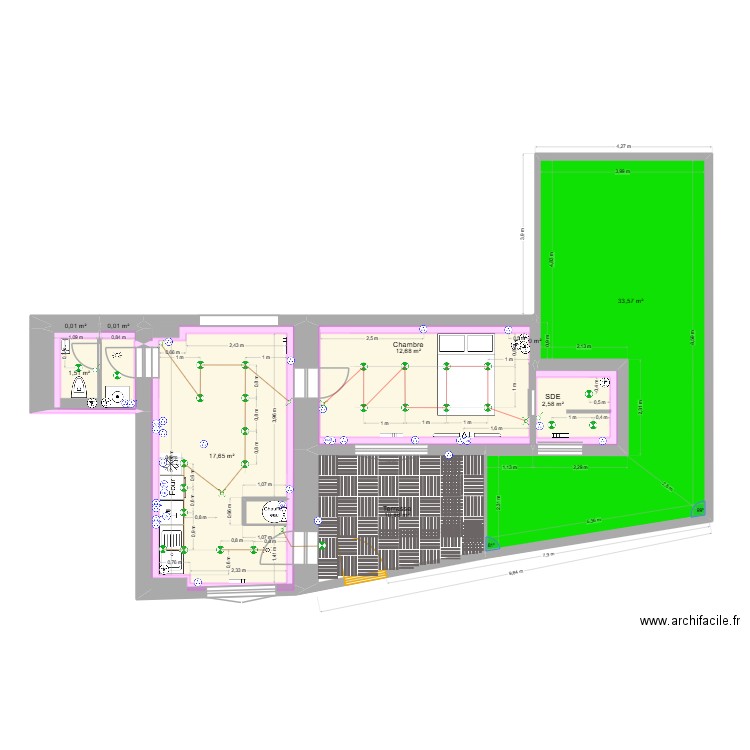 Appt B électricité - MODIF SOPHIE. Plan de 13 pièces et 84 m2