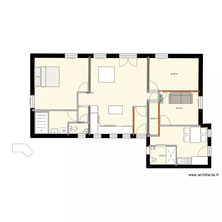 modifs. Plan de 6 Pièces et 75 m² modifs. Plan de 6 Pièces et 75 m²