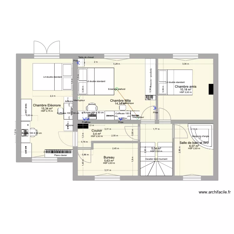 Etage maison Rossini. Plan de Etage maison Rossini. Plan de