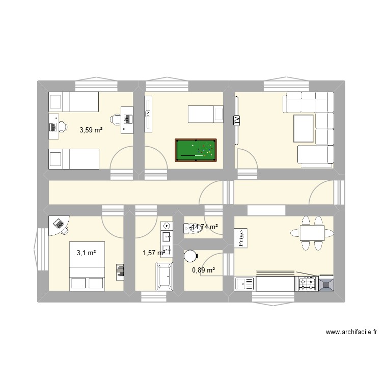maison exercice 1. Plan de 5 pièces et 10 m2