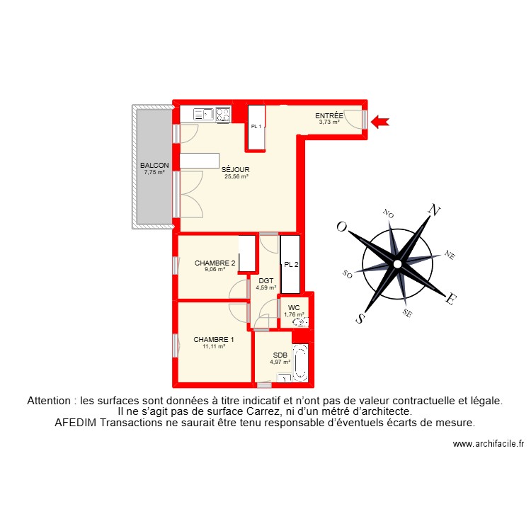 BI29273. Plan de 13 pièces et 81 m2