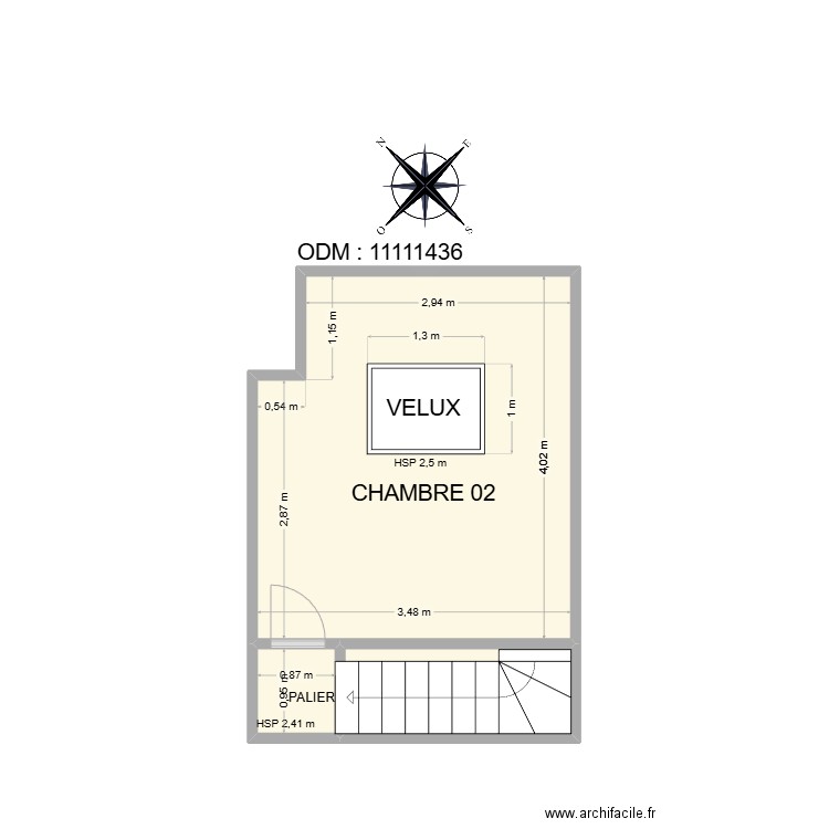 PLAN 2D LA ROUVIERE ETAGE. Plan de 3 pièces et 17 m2