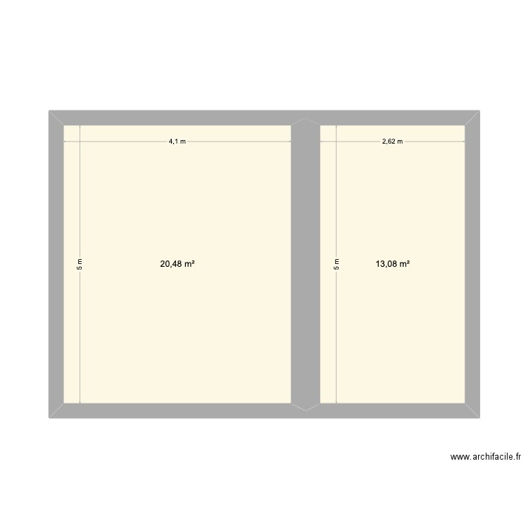 comble dompierre. Plan de 2 pièces et 34 m2
