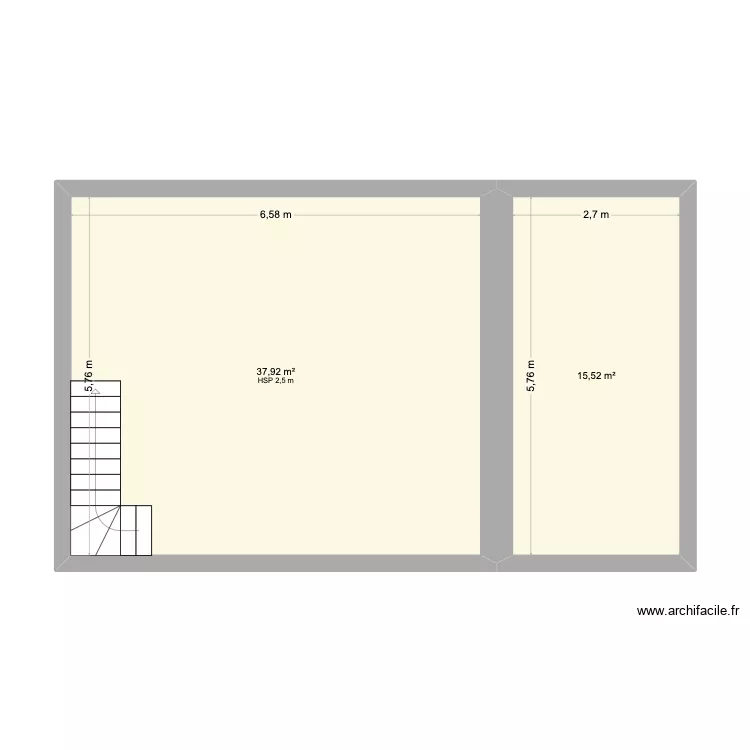 comble dompierre. Plan de 2  et 53 m²