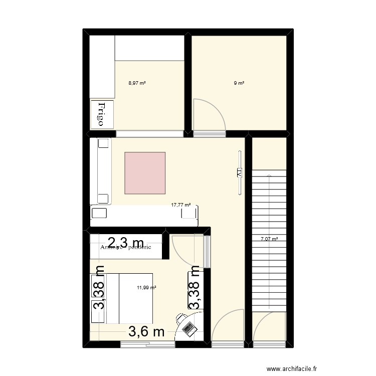 deux appart. Plan de 5 pièces et 55 m2