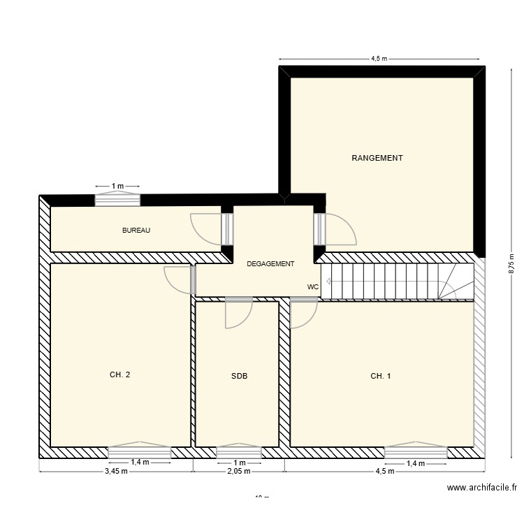 ETAGE_VD. Plan de 4 pièces et 59 m2