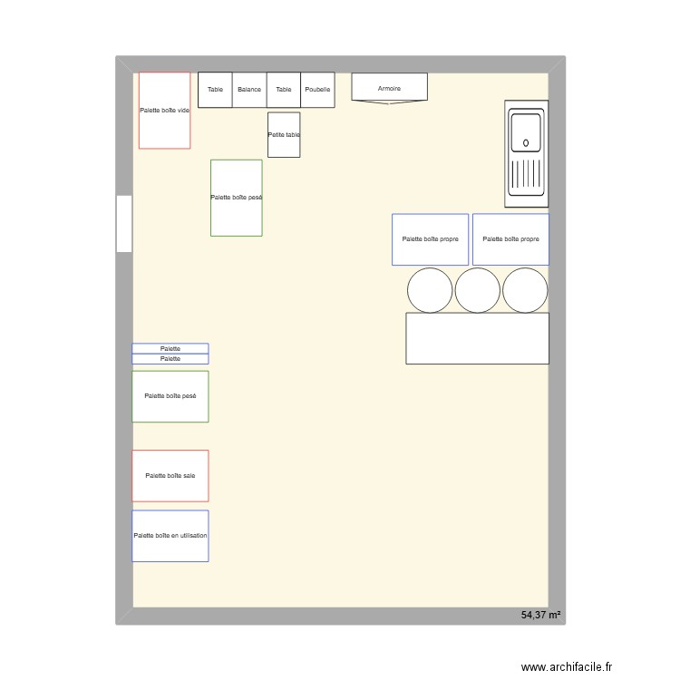 Proposition zone premix. Plan de 1 pièce et 54 m2