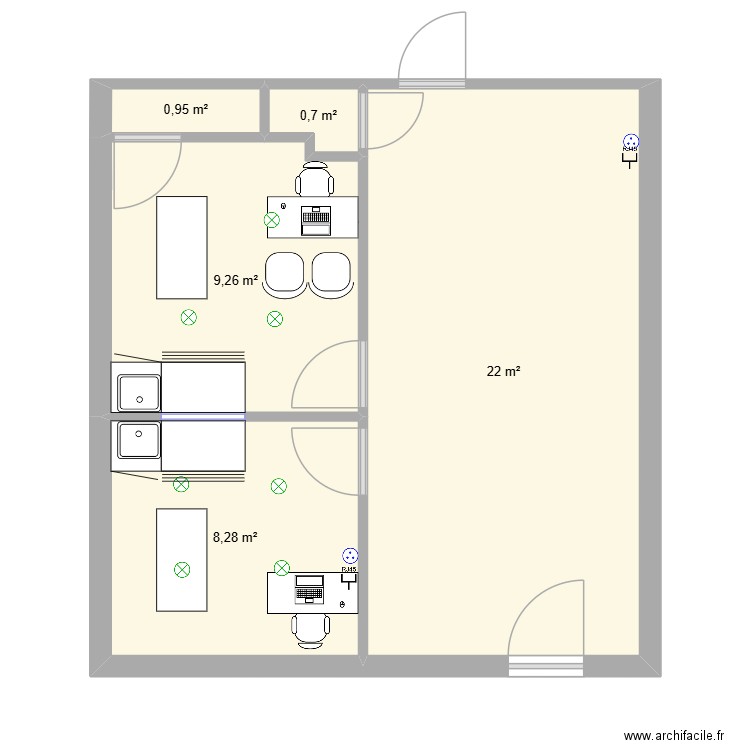 SBF. Plan de 5 pièces et 41 m2