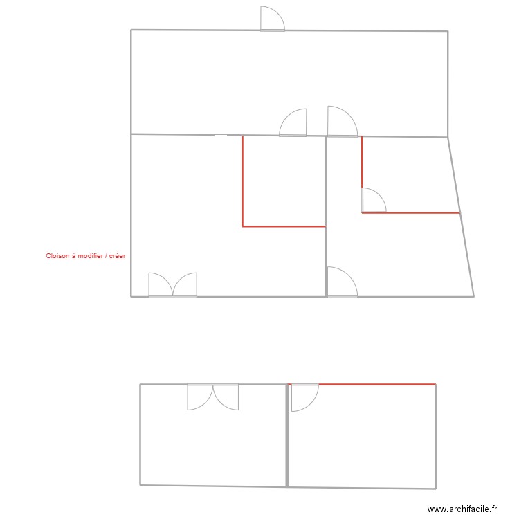 Diap cloisons. Plan de 4 pièces et 93 m2