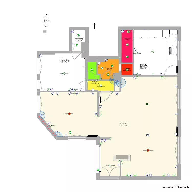 plan projet futur 28 fev 2026 V1. Plan de 9 pièces et 91 m²
