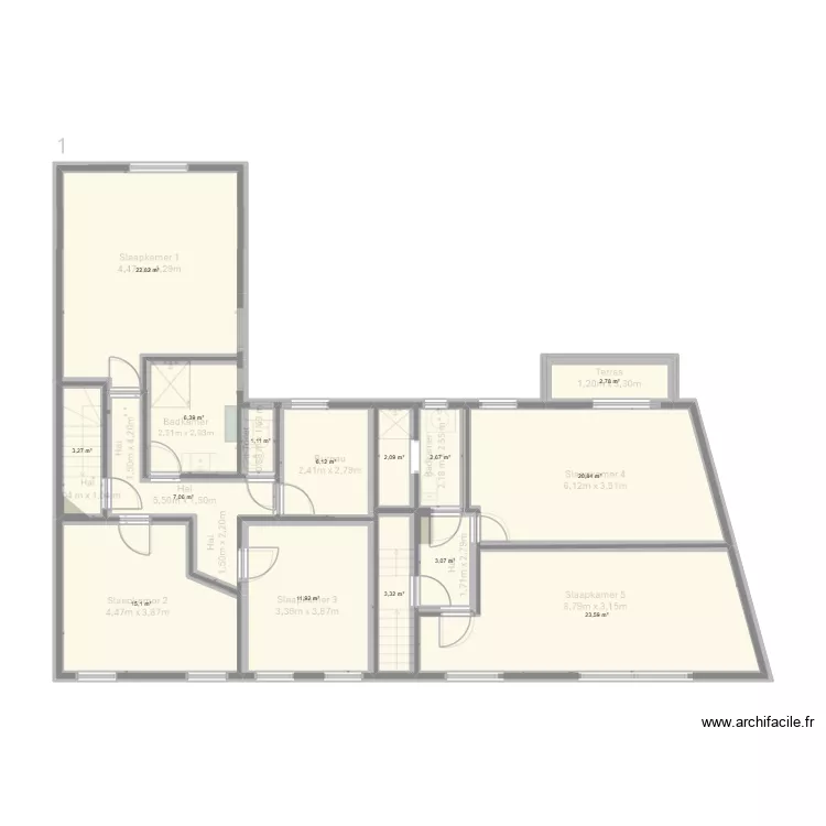 Kortenberg &eacute;tage 1. Plan de 15  et 132 m²